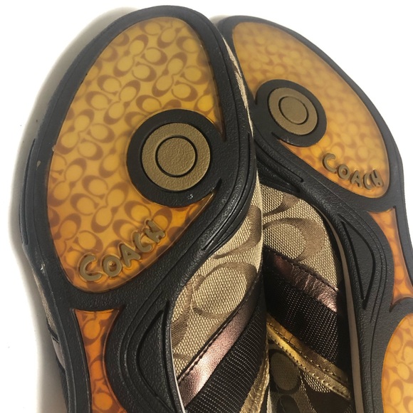 Coach Vintage Sneakers Size 8 Medium Jayme Women's Brown/Tan with Gold Detail - Picture 10 of 11